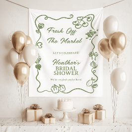 She's Fresh Off The Market Bridal Shower Sign Wandteppich