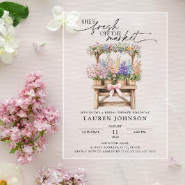 She's Fresh Off the Market Floral Bridal Shower Acryleinladungen