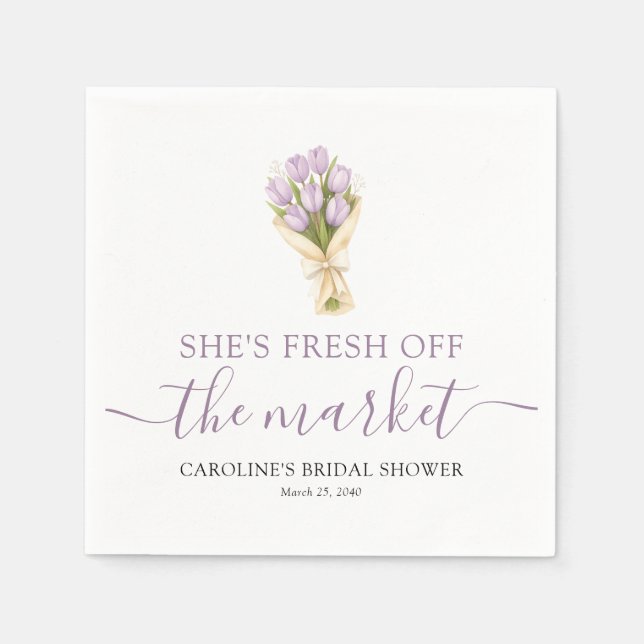 She's Fresh Off The Market Tulips Bridal Shower Serviette (Vorderseite)
