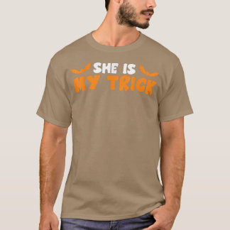 Shes my Trick Halloween Night Bat Candy Magic T-Shirt