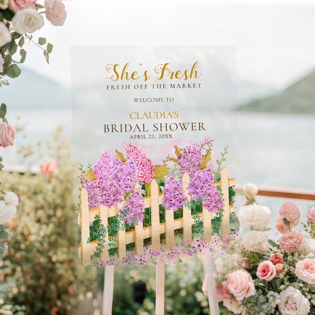 She's Off Market Elegant Script Bridal Welcome  Acrylschild (Von Creator hochgeladen)