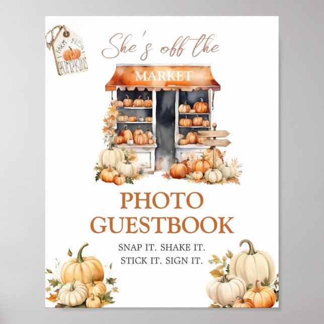 She's Off The Market Fall Pumpkin Photo Guestbook Poster (Vorne)