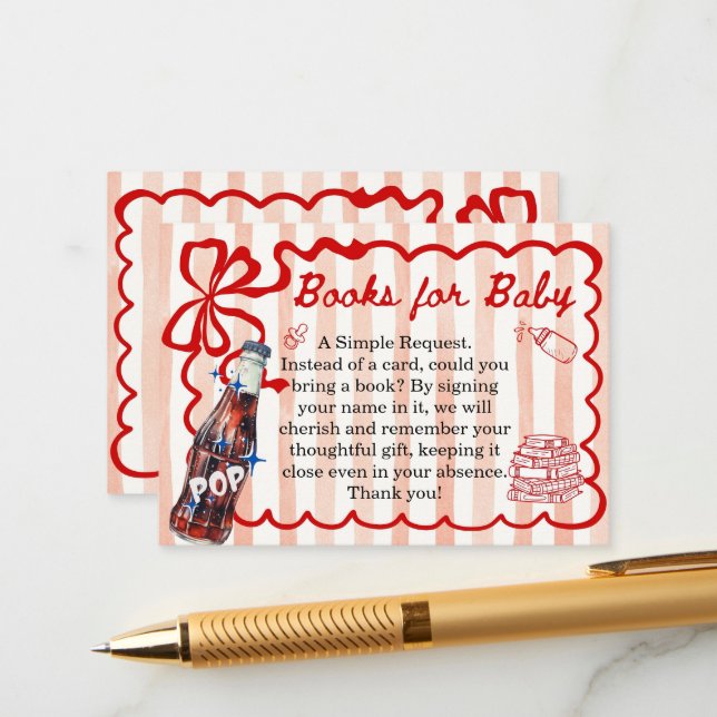 She's Ready to Pop Baby Shower Books for Baby Begleitkarte (Vorderseite/Rückseite Beispiel)