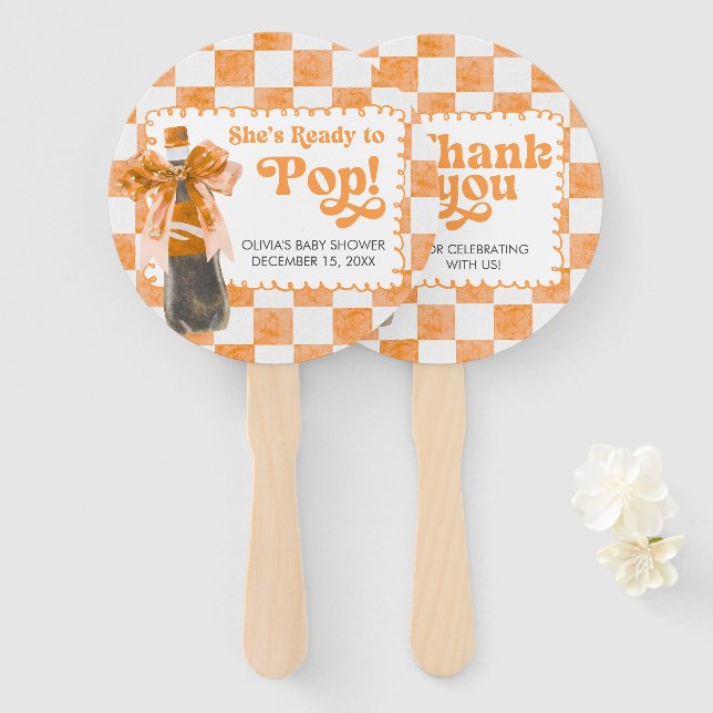 She's Ready to Pop Baby Shower Fächer (Vorne und Hinten)