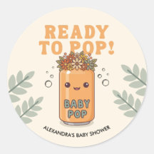 She's Ready to Pop Baby Shower Orange Boho Kawaii