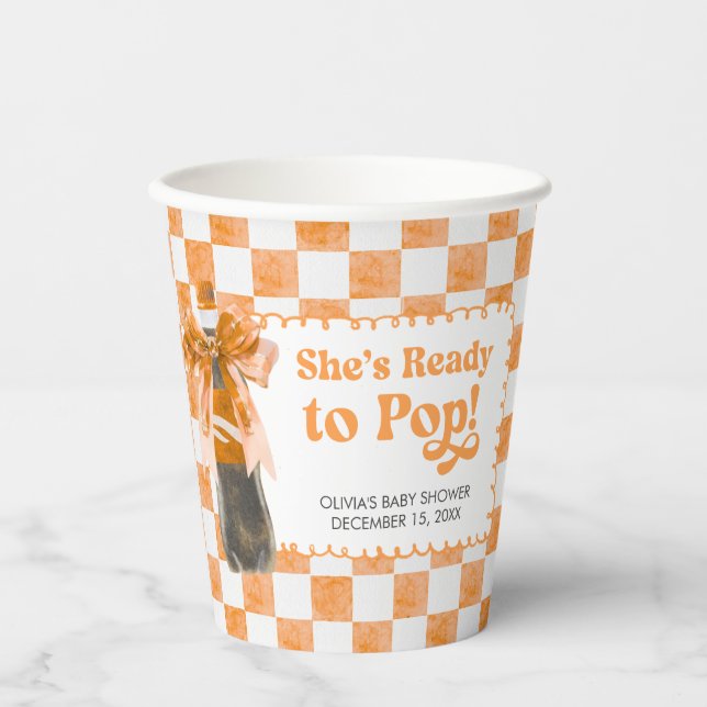 She's Ready to Pop Baby Shower Pappbecher (Vorderseite)