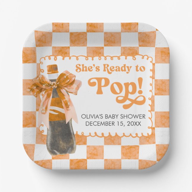 She's Ready to Pop Baby Shower Pappteller (Vorderseite)