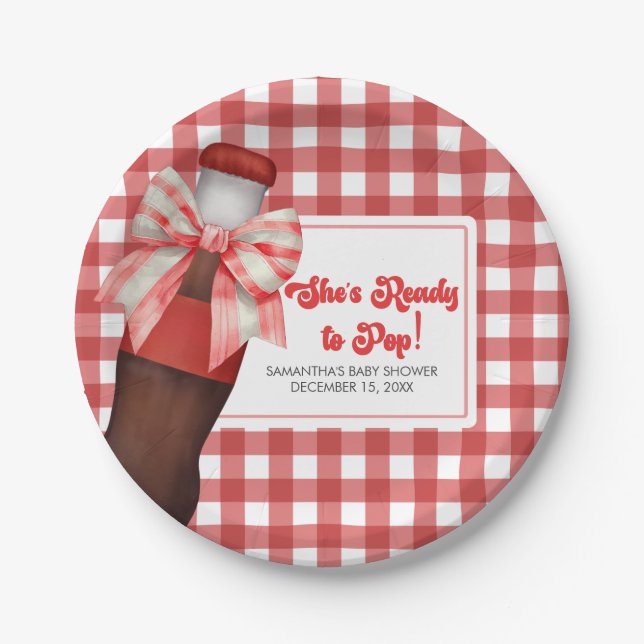 She's Ready to Pop Baby Shower  Pappteller (Vorderseite)