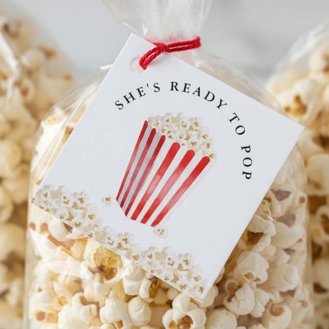 She's Ready To Pop Baby Shower Popcorn Geschenkanhänger (She's Ready To Pop Baby Shower Popcorn Favor Tags
)