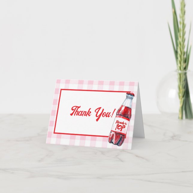 She's Ready to Pop Baby Shower Soda Thank You Card Dankeskarte (Vorderseite)