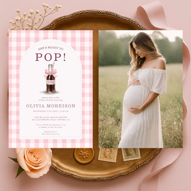 She's Ready to Pop Girl Pink Photo Baby Shower Einladung (Von Creator hochgeladen)