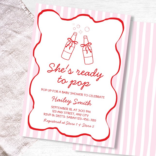 She's Ready To Pop Red Soda Bottle Baby Shower Einladung (She's Ready To Pop Red Soda Bottle Baby Shower Invitation)