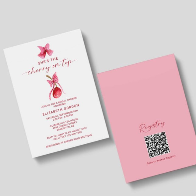 She's the Cherry on Top Bridal Shower QR Registry Einladung (Von Creator hochgeladen)