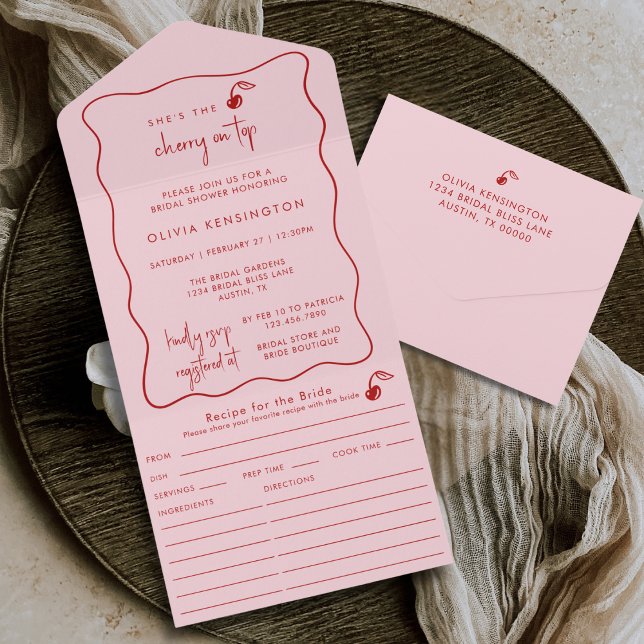 She's The Cherry On Top Bridal Shower & Recipe All In One Einladung (Von Creator hochgeladen)