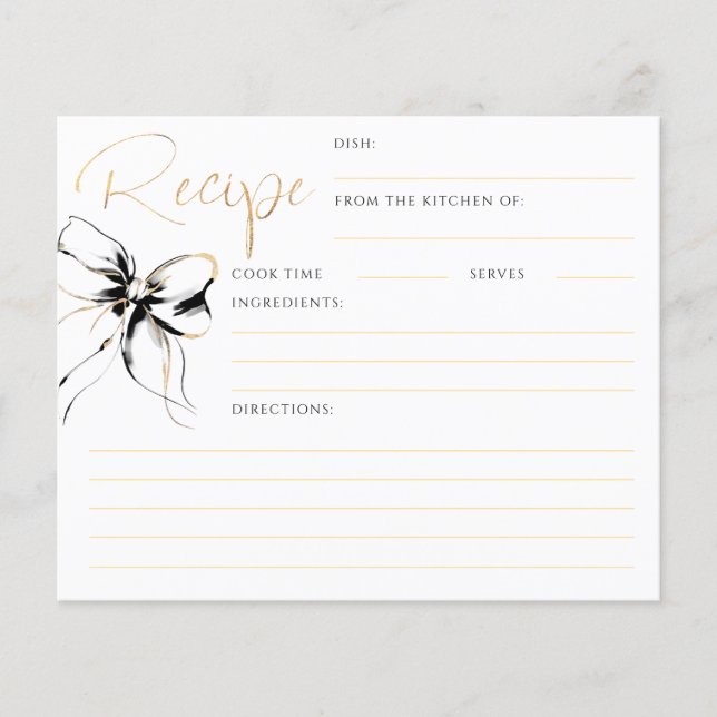 She's Tying the Knot Black Bow Bridal Recipe Card (Vorderseite)