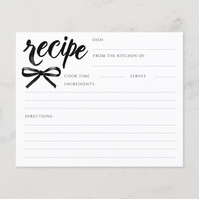 She's Tying the Knot Black Bow Bridal Recipe Card (Vorderseite)