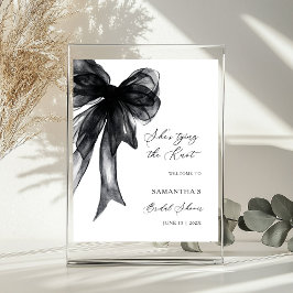 She's Tying The Knot Black Bow Bridal Shower Poster