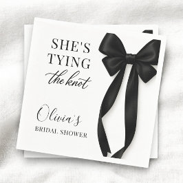 She's Tying The Knot Black Bow Party Serviette