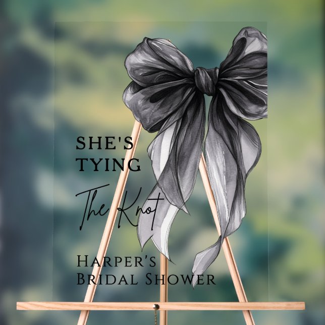 She's Tying The Knot Black Bow Welcome Sign Acrylschild (Neutral)