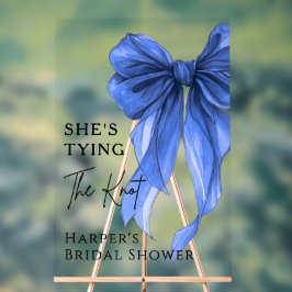 She's Tying The Knot Blue Bow Welcome Sign Acrylschild