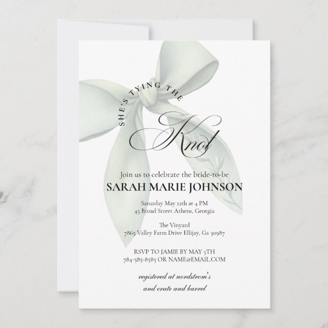 She's tying the knot Bridal Shower Einladung (Vorderseite)
