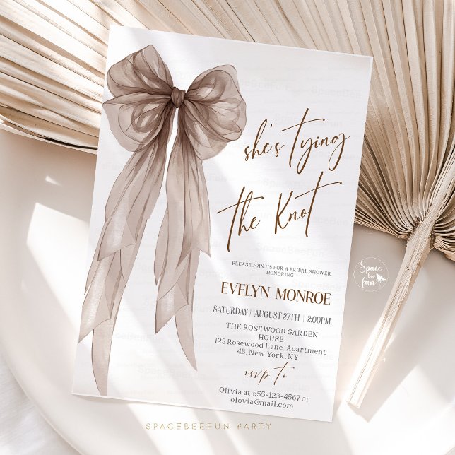 She's tying the knot Bridal shower  Einladung (She's tying the knot,Bridal shower,invitation bow,Editable invite,Bachelorette invite,Party Invite b)
