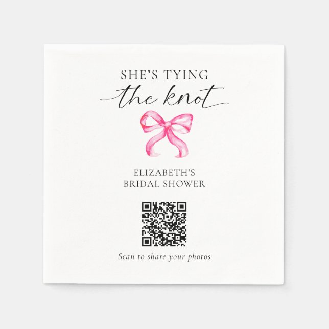 She's Tying the Knot Bridal Shower QR Photo Share Serviette (Vorderseite)