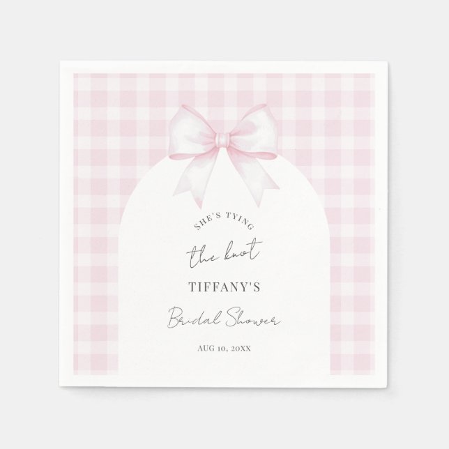 She's Tying The Knot Elegant Bow Bridal Shower Serviette (Vorderseite)