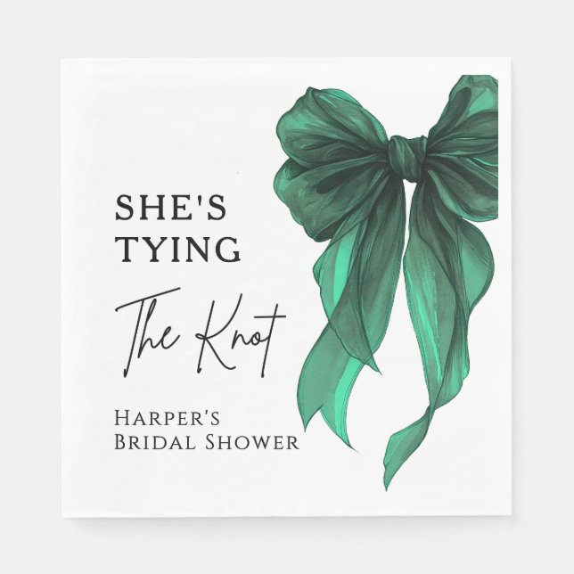 She's Tying The Knot Green Bow Bridal Shower Serviette (Vorderseite)