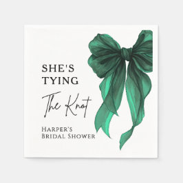 She's Tying The Knot Green Bow Bridal Shower Serviette