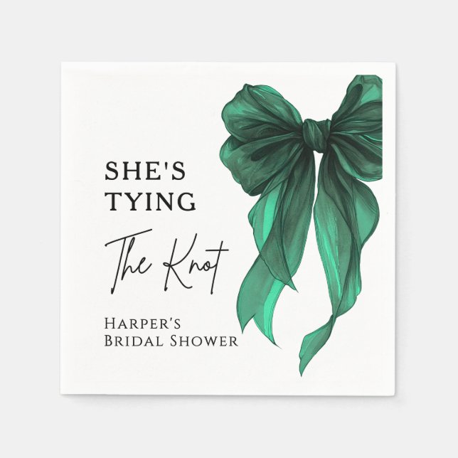 She's Tying The Knot Green Bow Bridal Shower Serviette (Vorderseite)