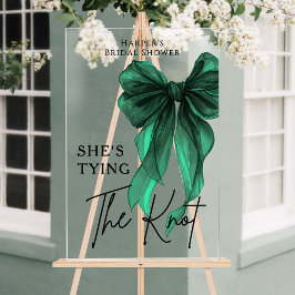 She's Tying The Knot Green Bow Welcome Sign Acrylschild