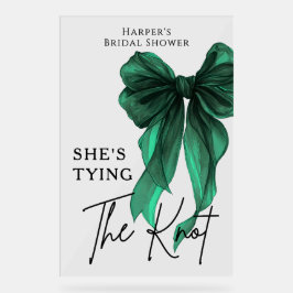 She's Tying The Knot Green Bow Welcome Sign Acrylschild