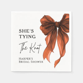 She's Tying The Knot Orange Bow Bridal Shower Serviette