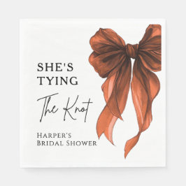 She's Tying The Knot Orange Bow Bridal Shower Serviette