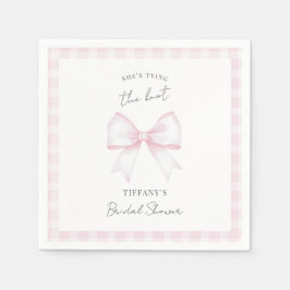 She's Tying The Knot Pink Blush Bow Bridal Shower Serviette