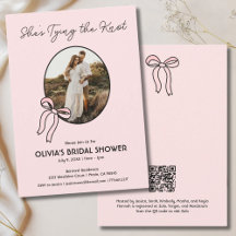 She's Tying the Knot Pink Bow Bridal Shower Invite