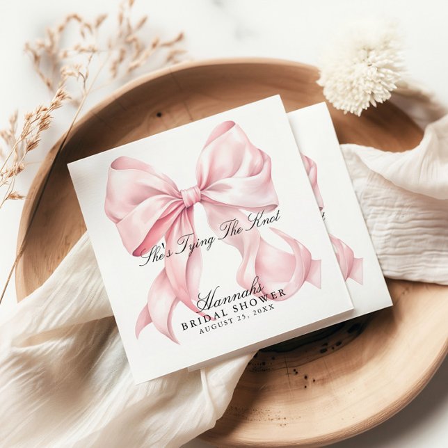 She's Tying The Knot Pink Bow Napkins Serviette (Von Creator hochgeladen)