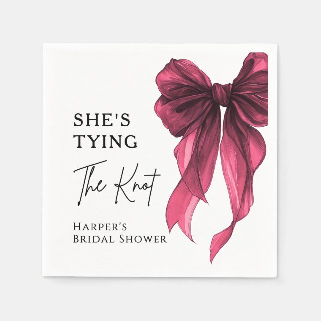 She's Tying The Knot Red Bow Bridal Shower Serviette (Vorderseite)