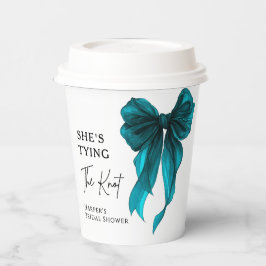 She's Tying The Knot Turquoise Bow Bridal Shower Pappbecher