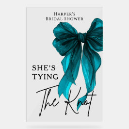 She's Tying The Knot Turquoise Bow Welcome Sign Acrylschild