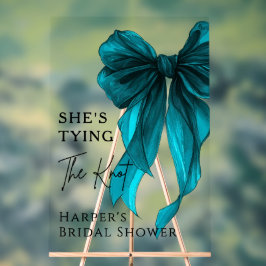 She's Tying The Knot Turquoise Bow Welcome Sign Acrylschild