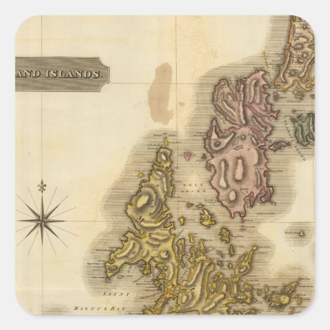 Shetland-Inseln Quadratischer Aufkleber (Vorderseite)