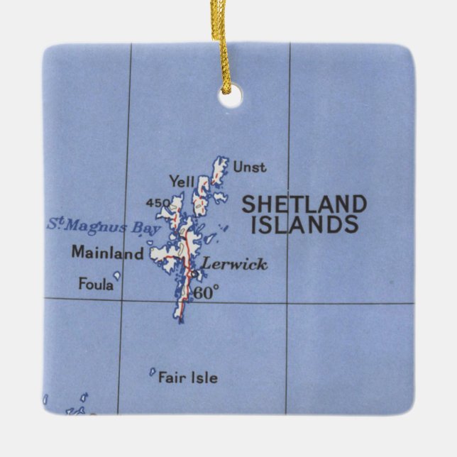 Shetland Islands Vintage Karte Keramikornament (Vorderseite)