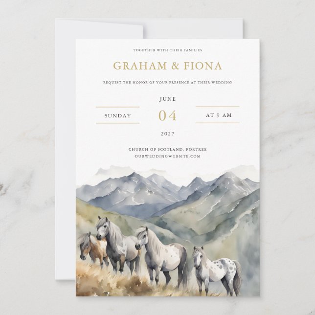 Shetland Pony Aquarell Einladung (Vorderseite)