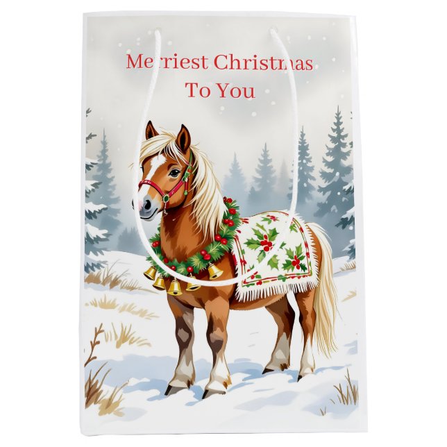 Shetland Pony Christmas Mittlere Geschenktüte (Vorderseite)