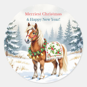 Shetland Pony Christmas Runder Aufkleber