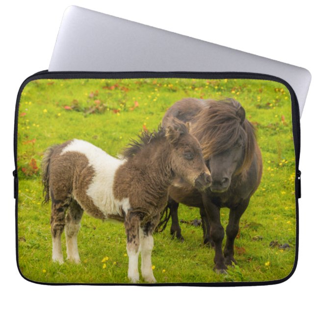 Shetland Pony Mother and Offspring Laptopschutzhülle (Vorderseite)