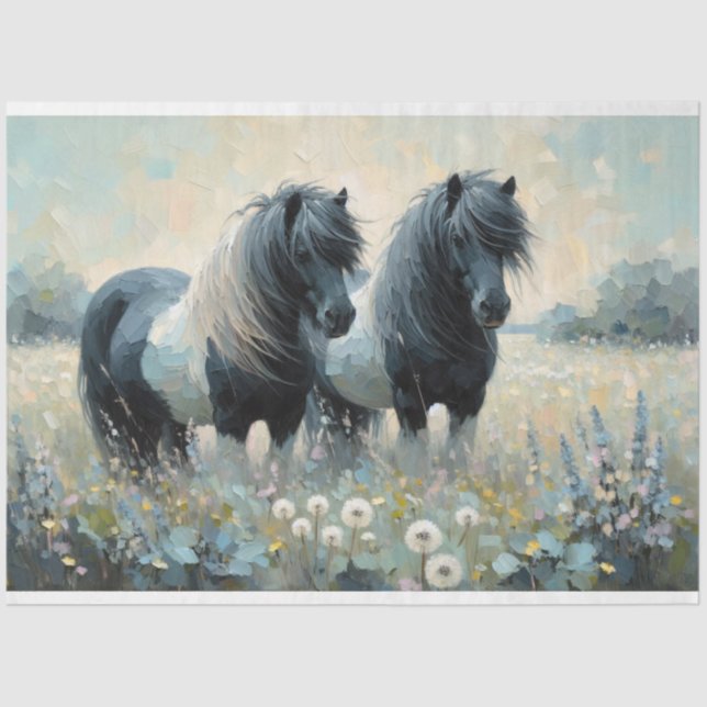 Shetland Pony Piebald Dekoupage Tissue Paper Seidenpapier (Vorderseite)