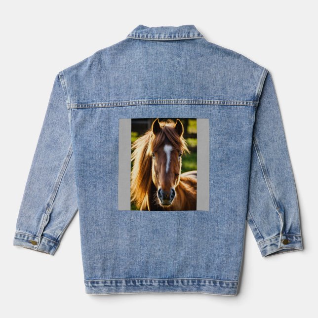 Shetland Pony Portrait – Frontal 6K Photorealistic Jeansjacke (Rückseite)